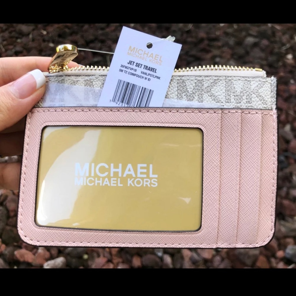 🌸NWT Michael Kors Key Ring Card Holder Pink - Picture 1 of 7